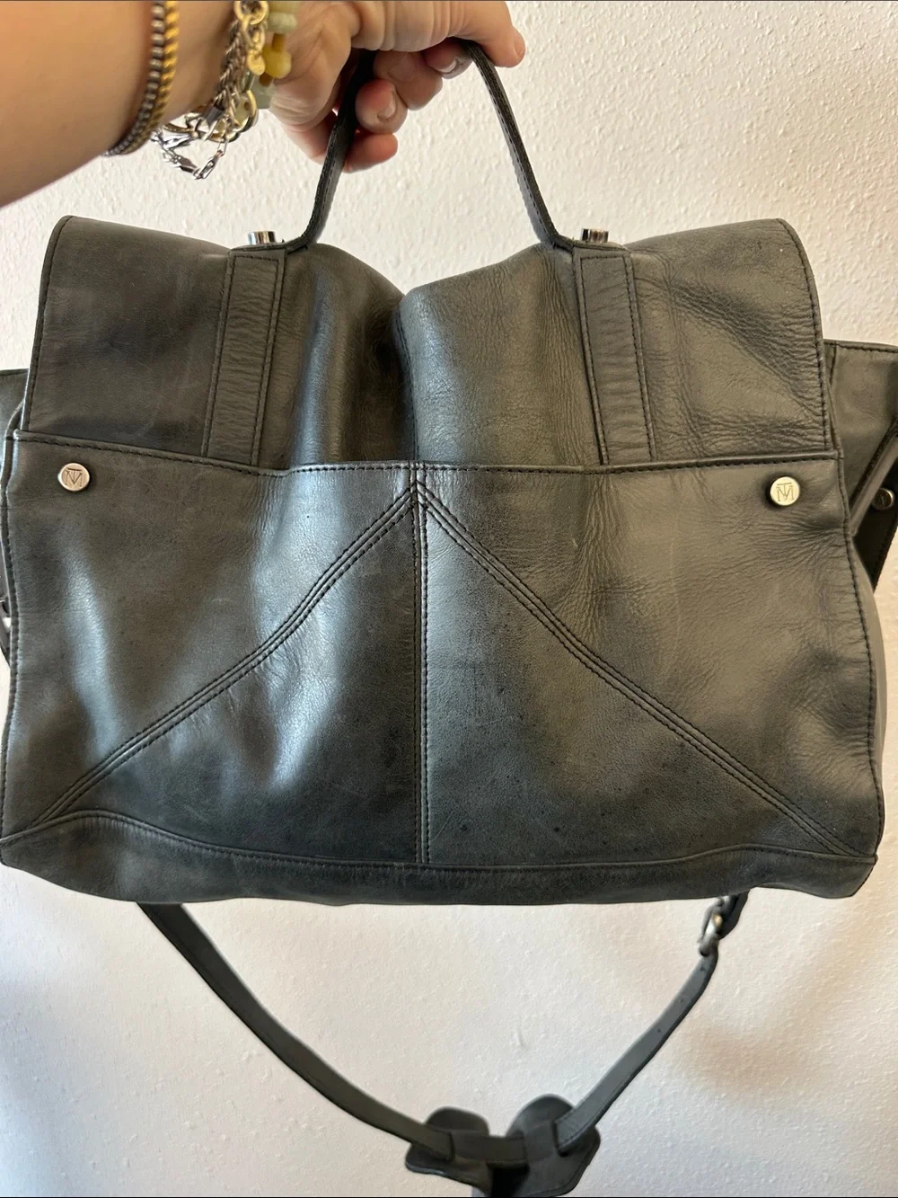 Tylie Malibu Leather Satchel crossbody in Dark Gray y2k style messenger